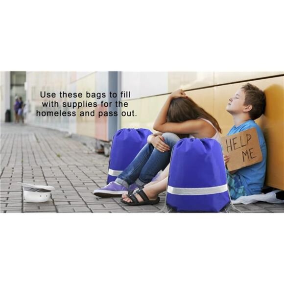 20 Pieces Royal Blue Drawstring Backpacks Bags Bulk, String Bags Reflective - Picture 5 of 6